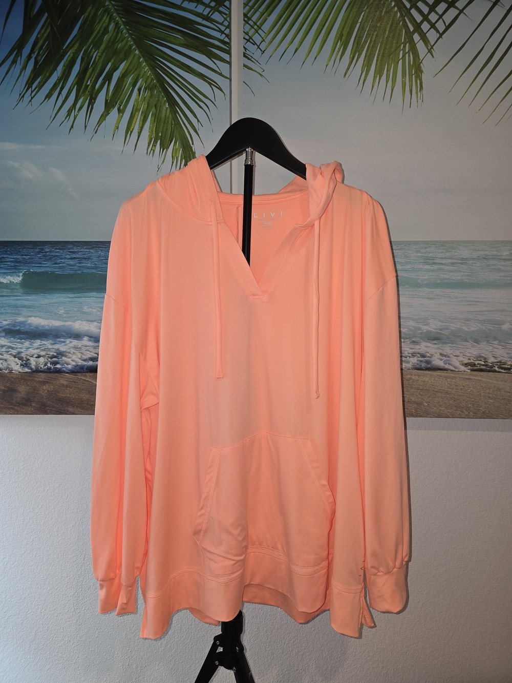 Lane Bryant Livi Coral V-Neck Pullover Hoodie 18/20